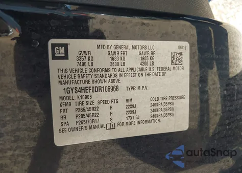 2013 Cadillac Escalade Esv Luxury из США, поврежденный, VIN 1GYS4HEF0DR106968